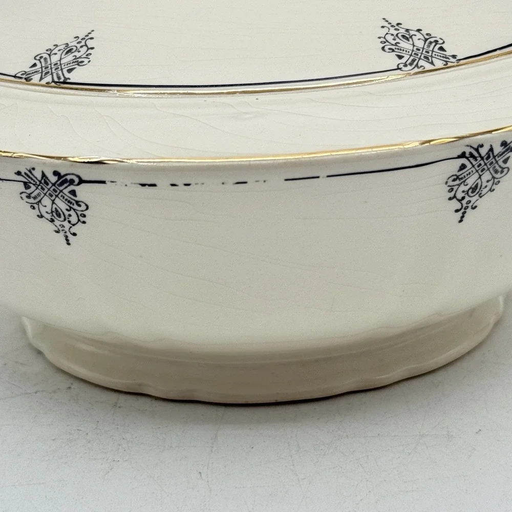VTG 1940's Crown Potteries Co Covered Dish‎ - Vegetable Bowl - Gold Trim -